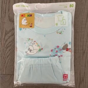 Brand new size 80 Moomin uniqlo toddler light blue pj set